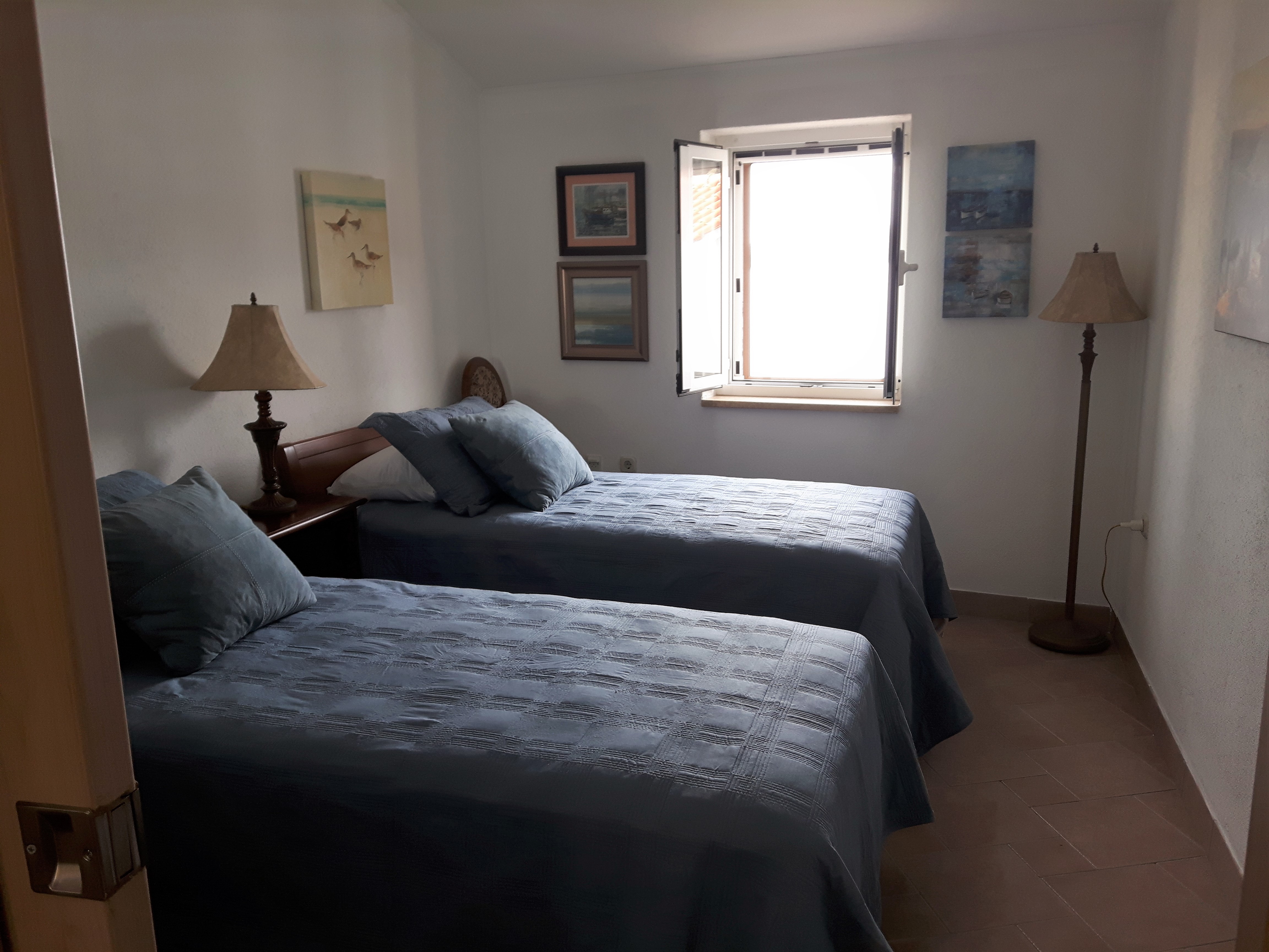 Apartment bedroom, twin beds