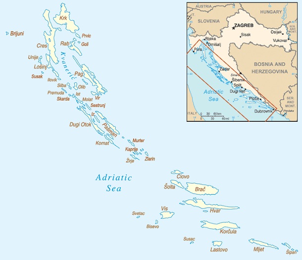 Map of the Croatian Islands